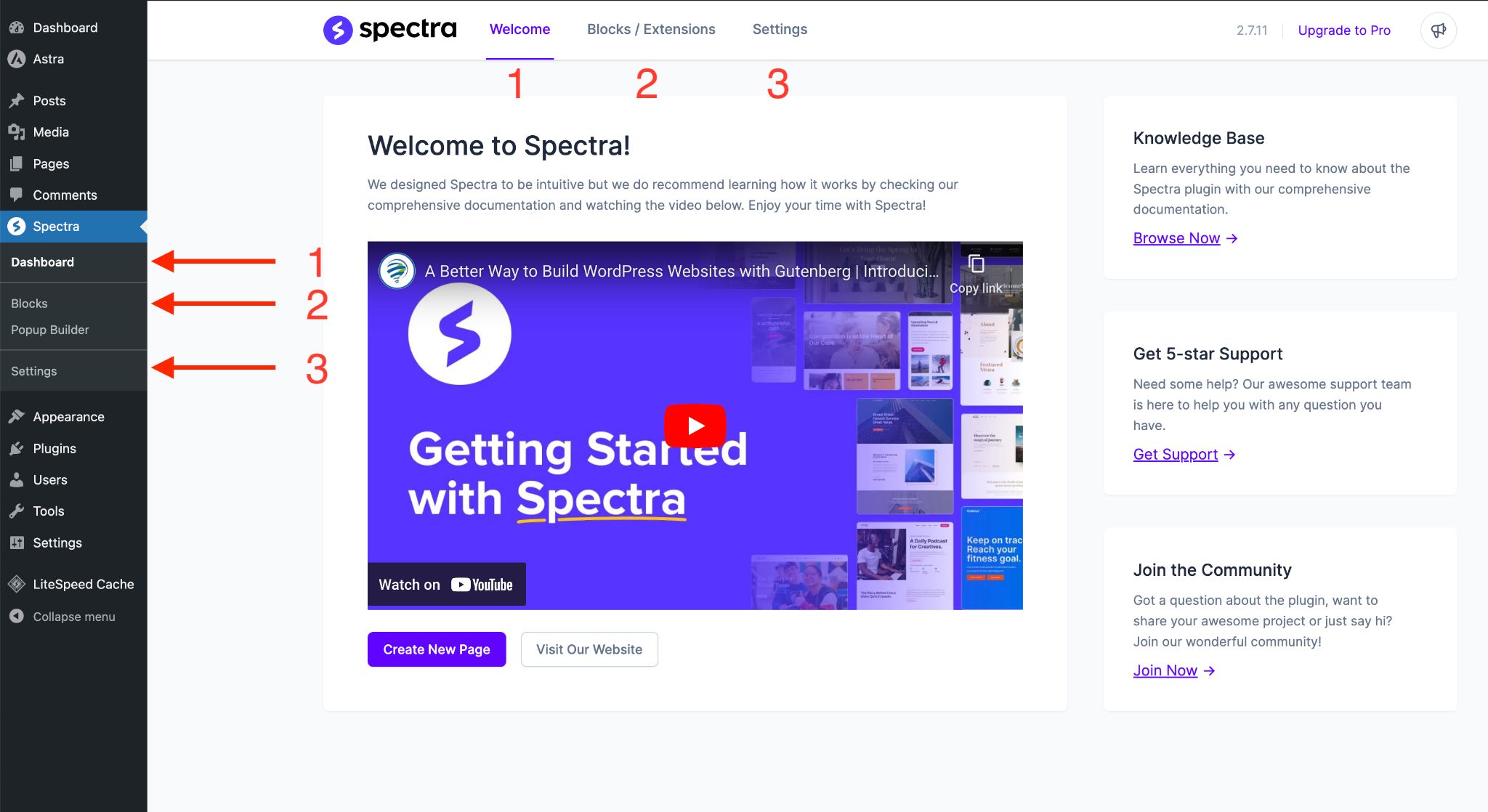 spectra pro dashboard