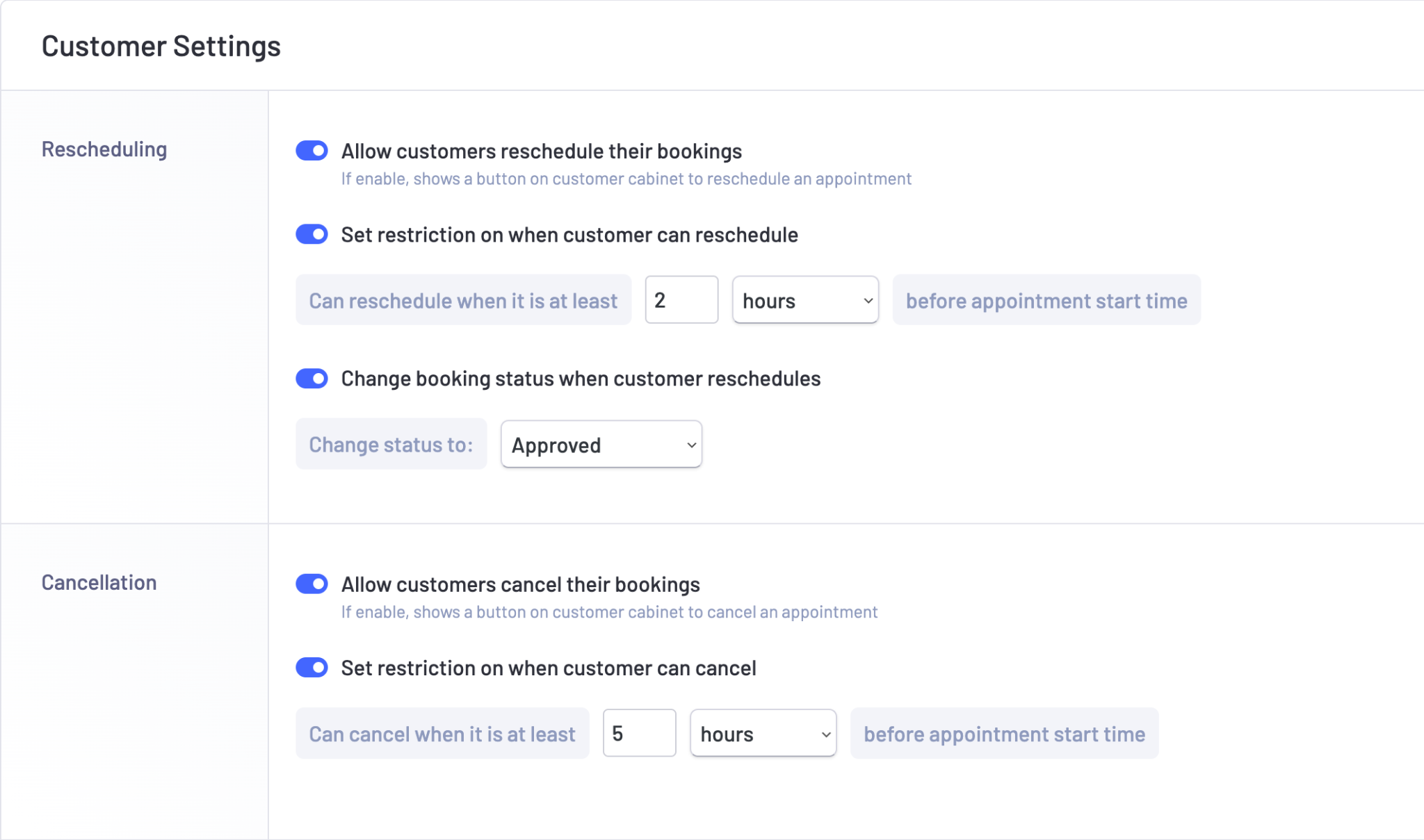 LatePoint customer settings