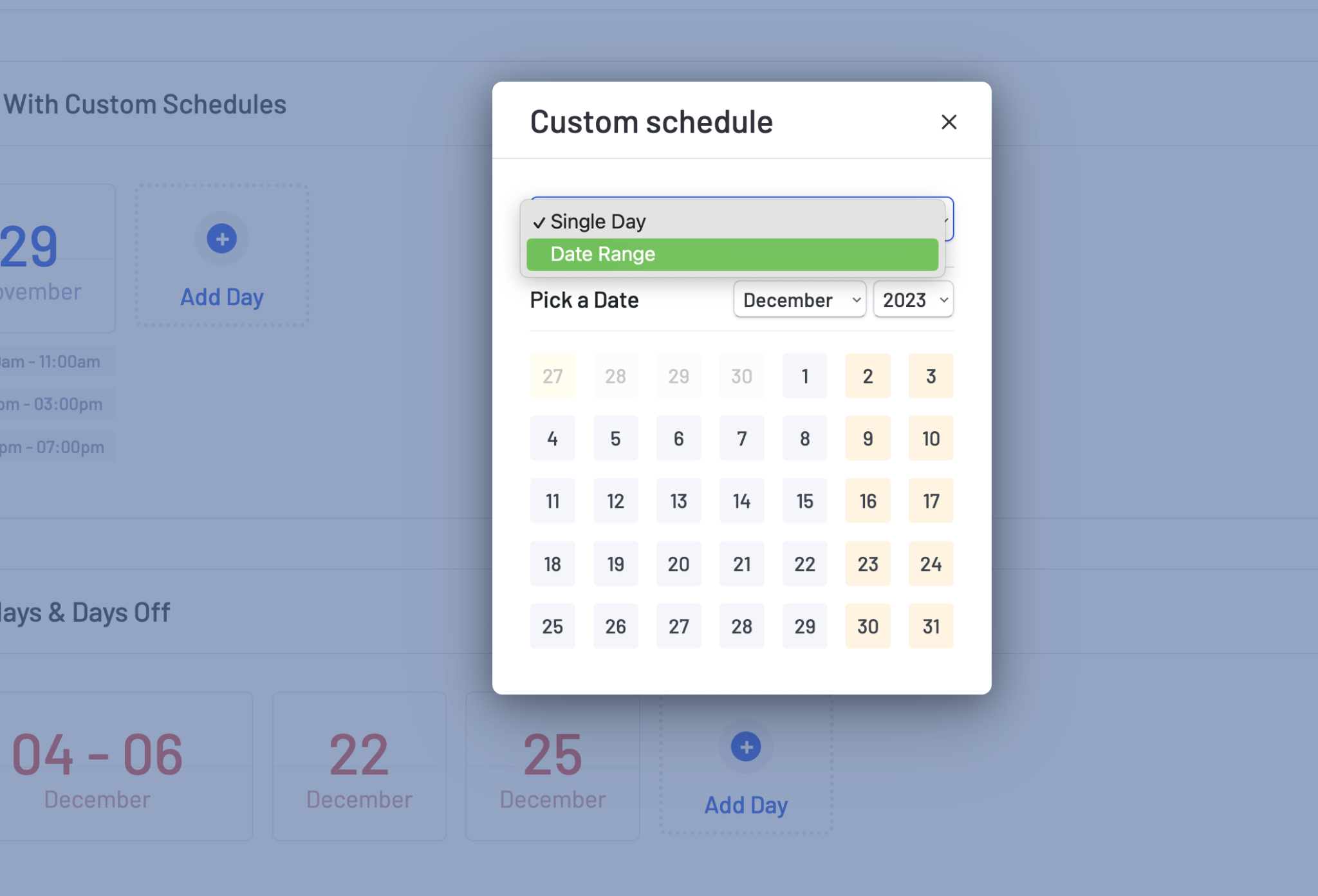 LatePoint schedule customization options
