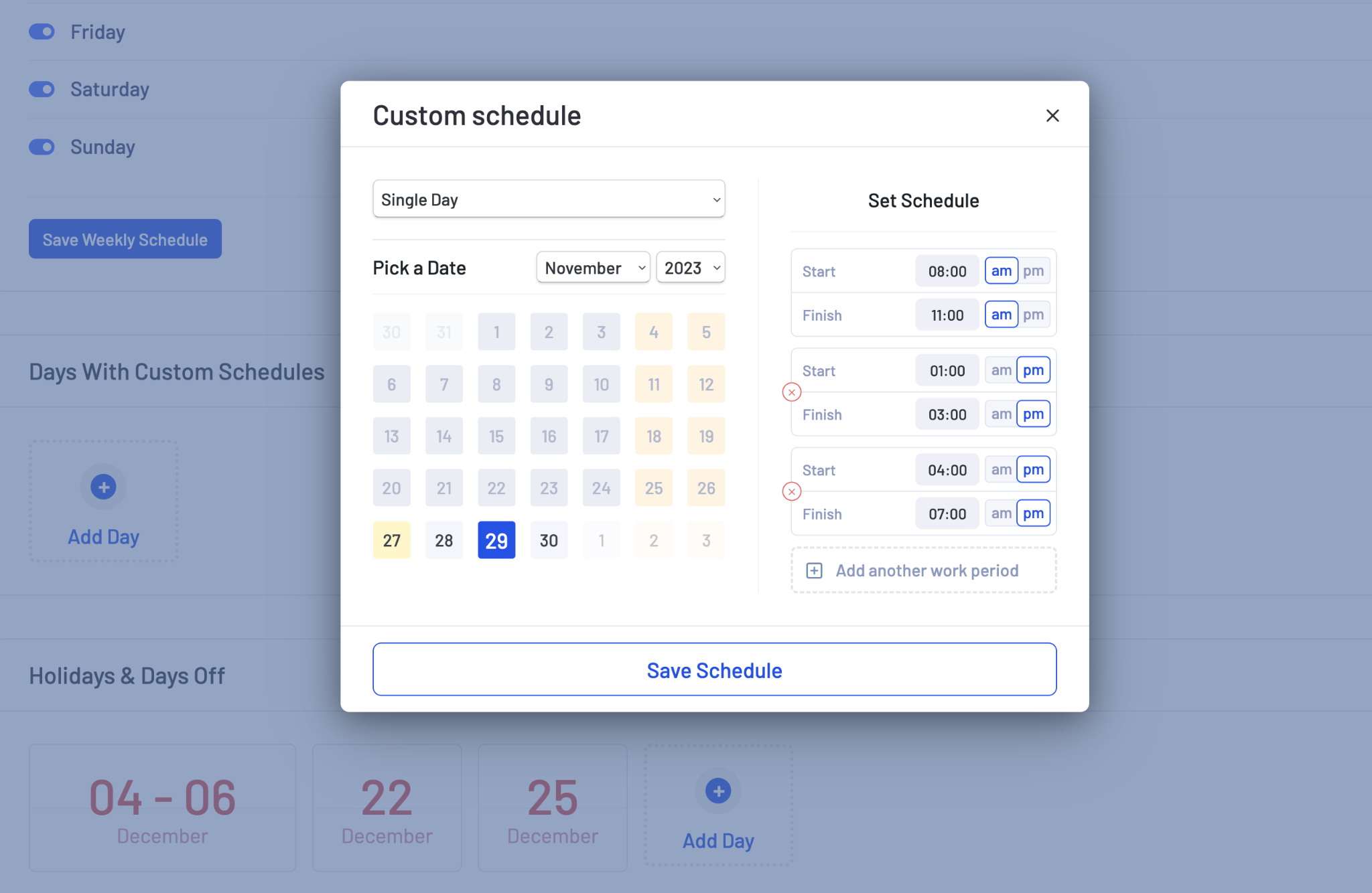 LatePoint schedule customization