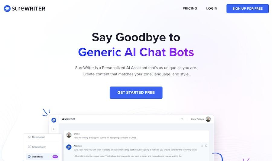 SureWriter AI content generator