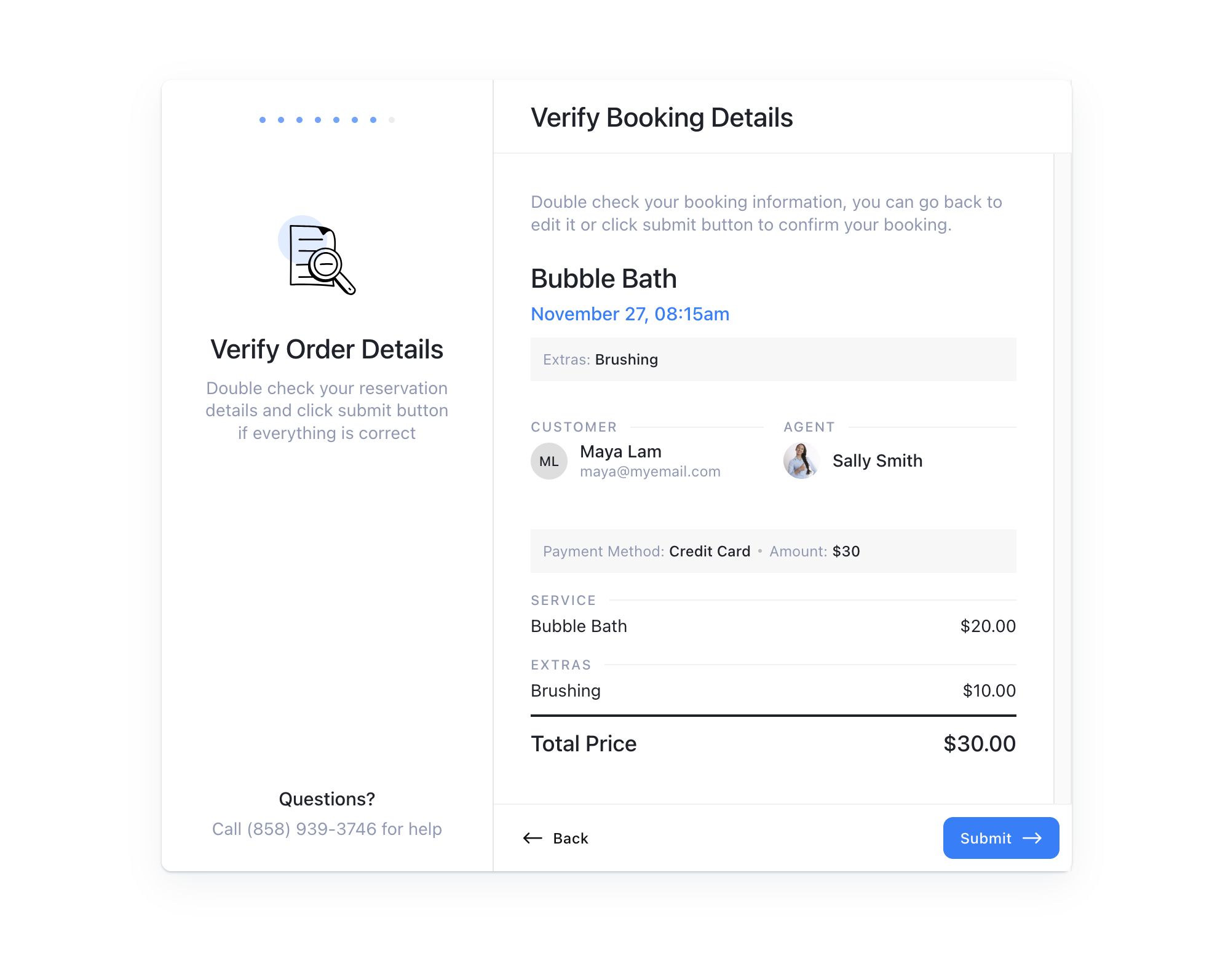 Verify booking detail