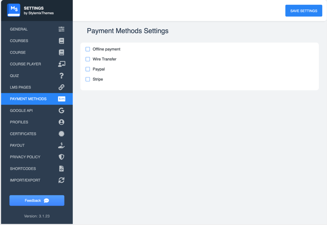 Payment methods