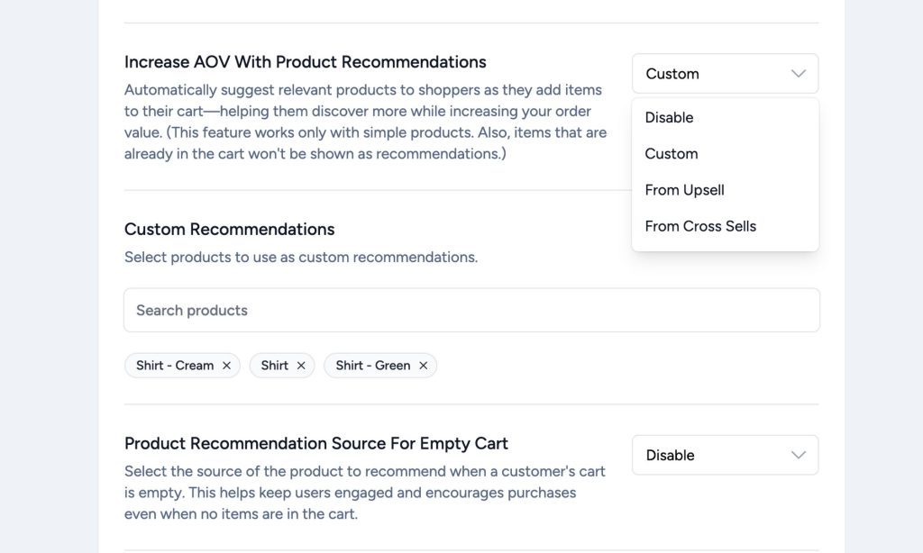 Modern Cart AOV increasing feature.