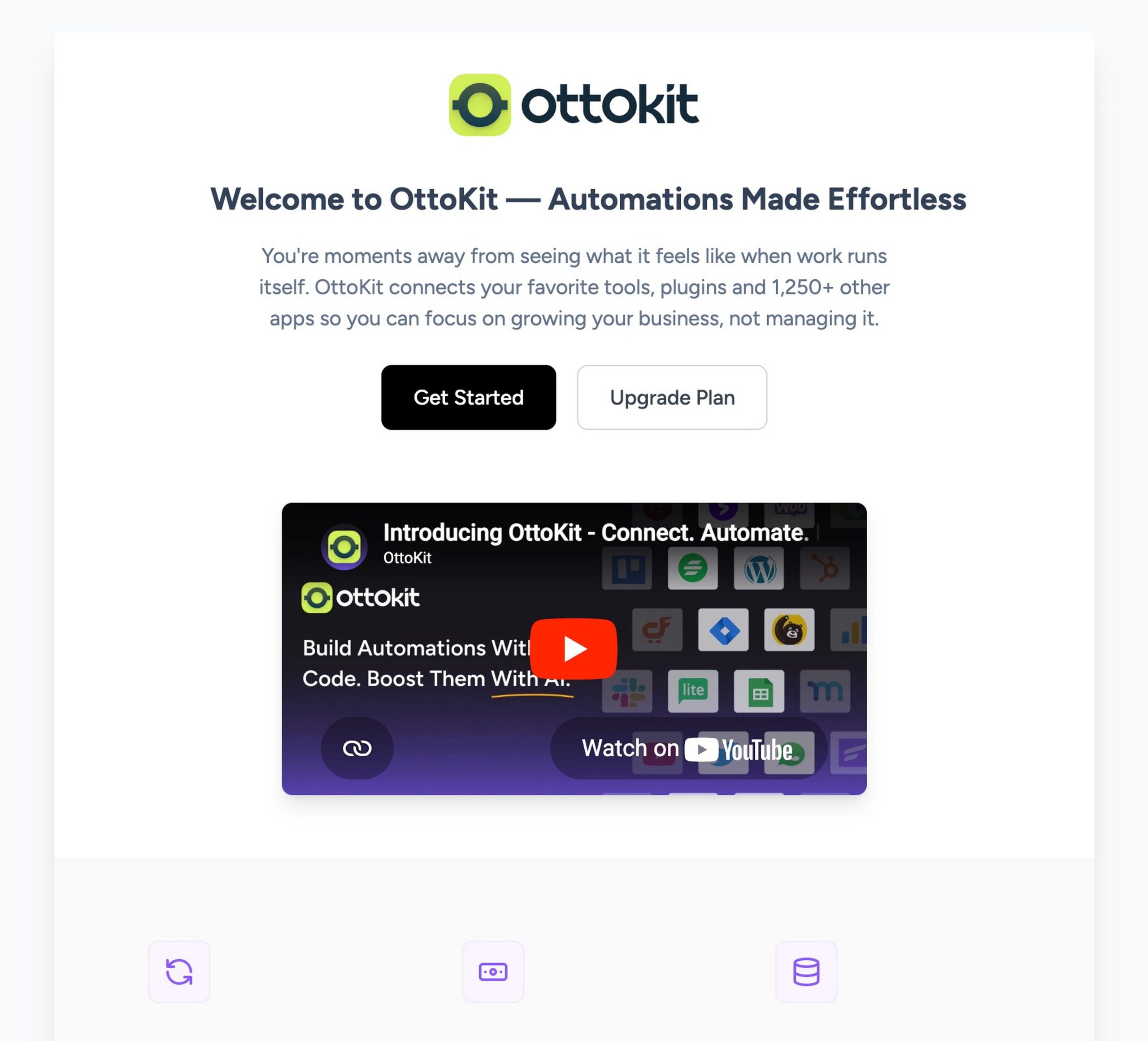 OttoKit automation workflow in WordPress admin showing Cart Abandonment Recovery connected to external tools including Mailchimp, HubSpot, and Slack