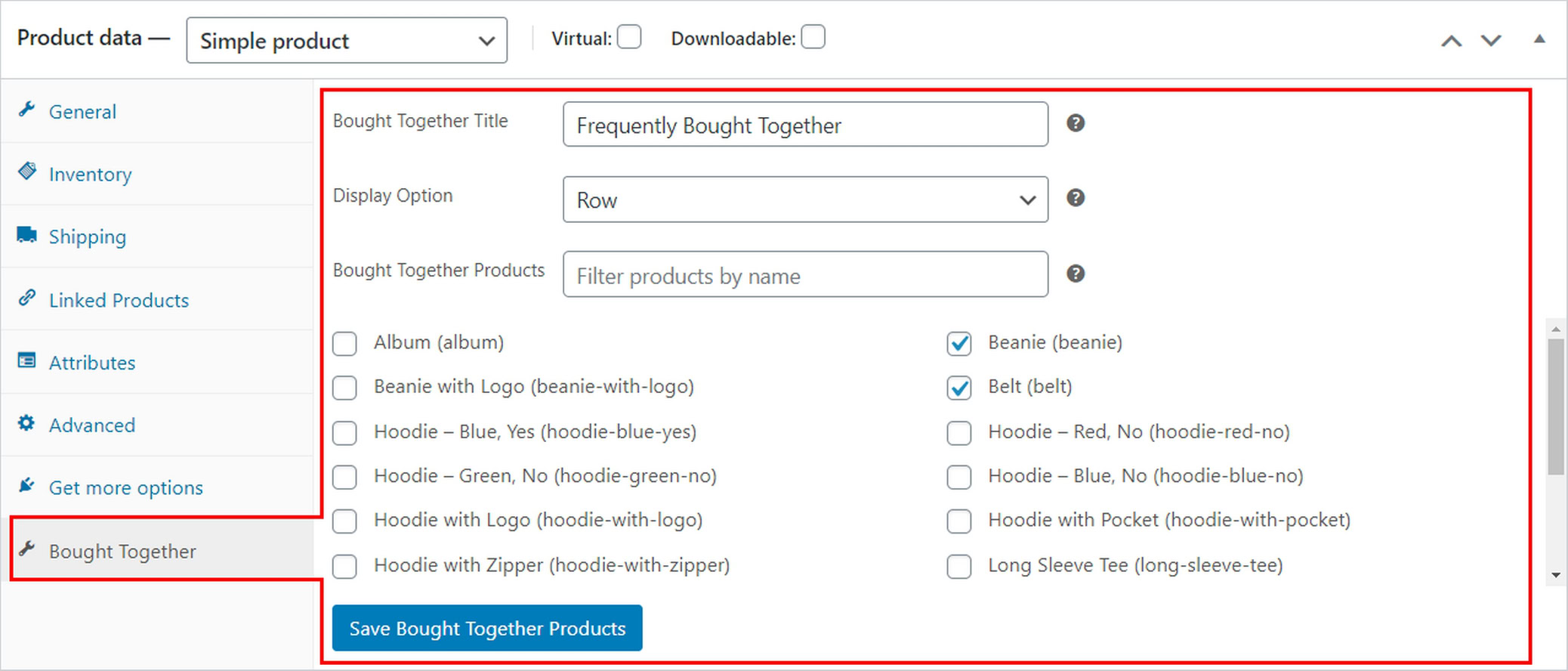 Bought Together bundle display on a WooCommerce product page"