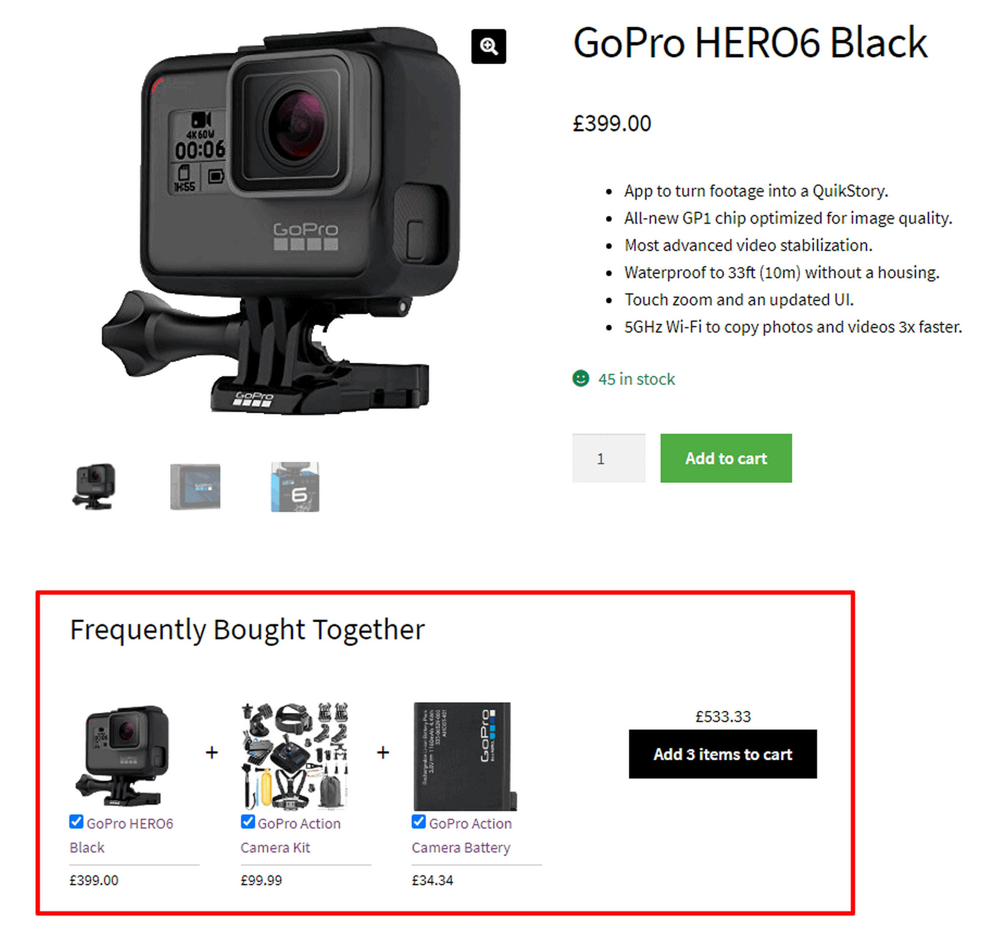 StoreApps frequently bought together section below a WooCommerce product description