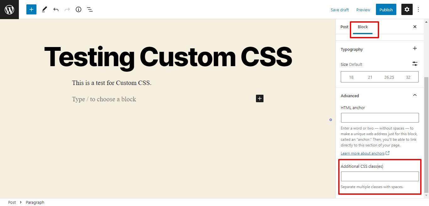 Add CSS class to gutenberg block