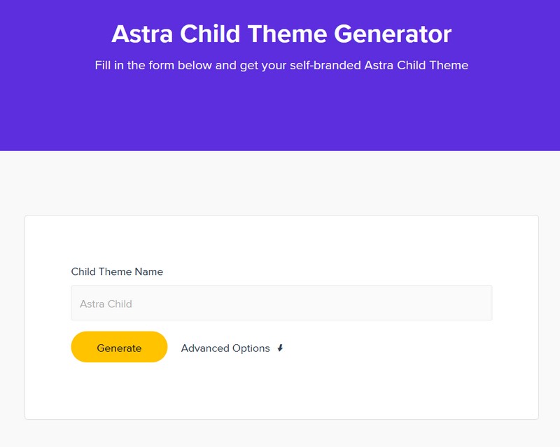 Astra child theme generator