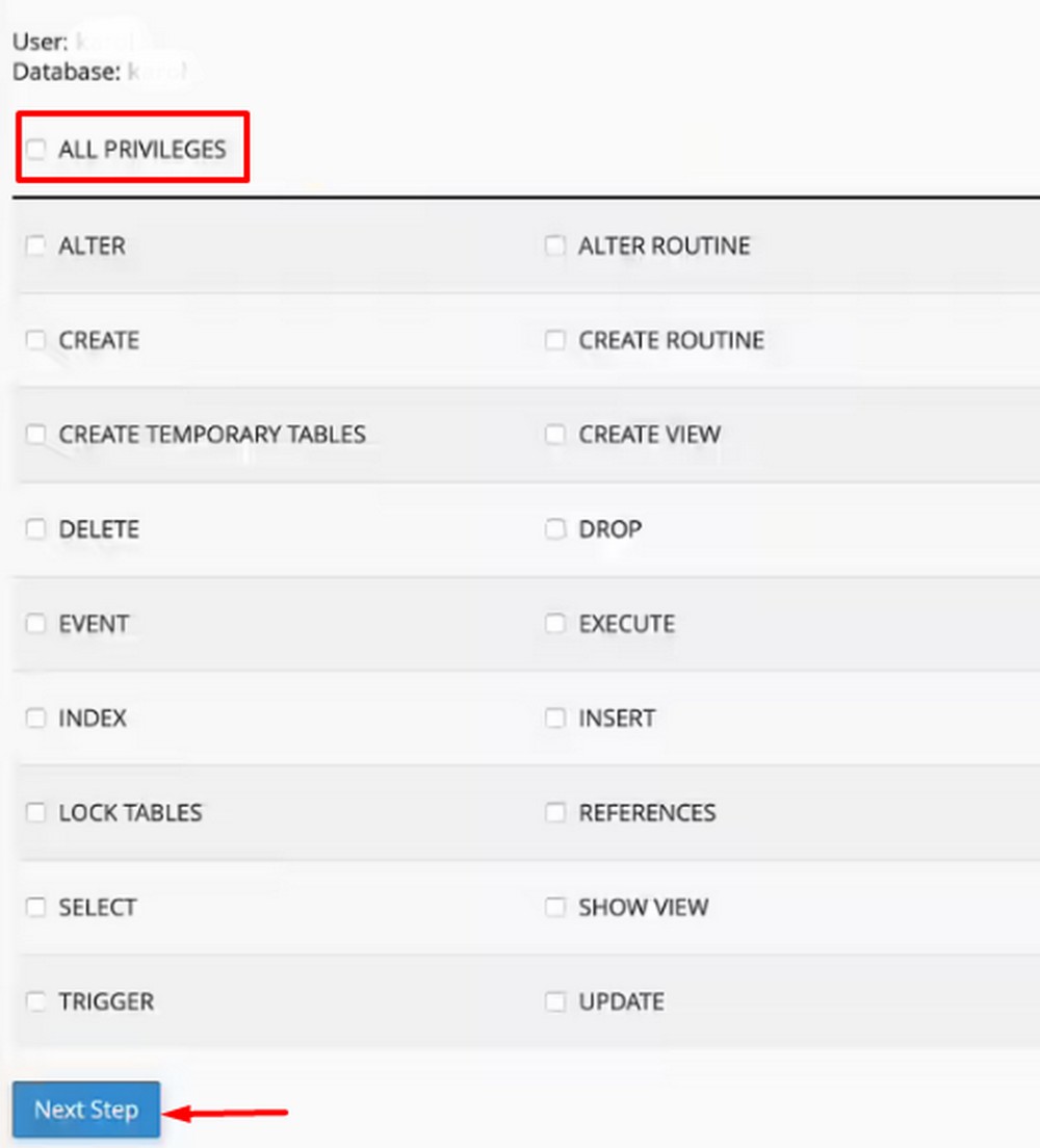 mySQL databse on the new host