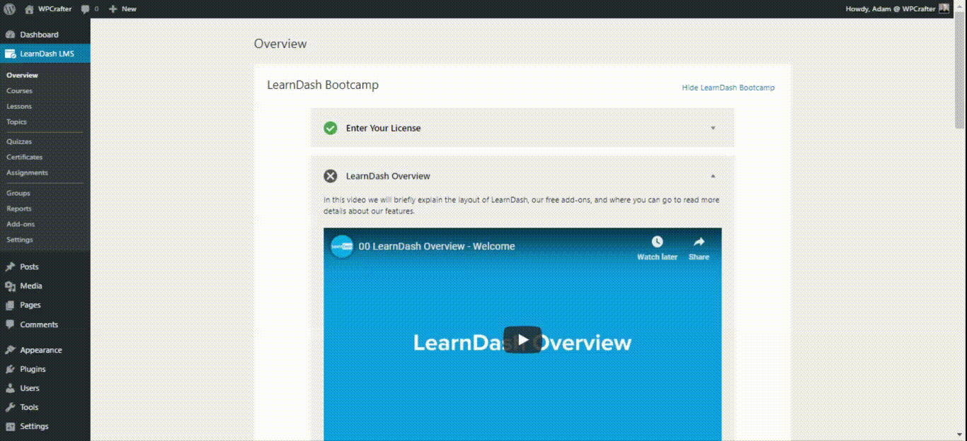 LearnDash course builder