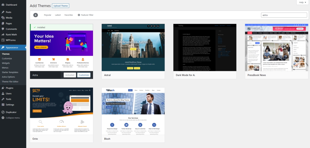 Install the Astra WordPress Theme