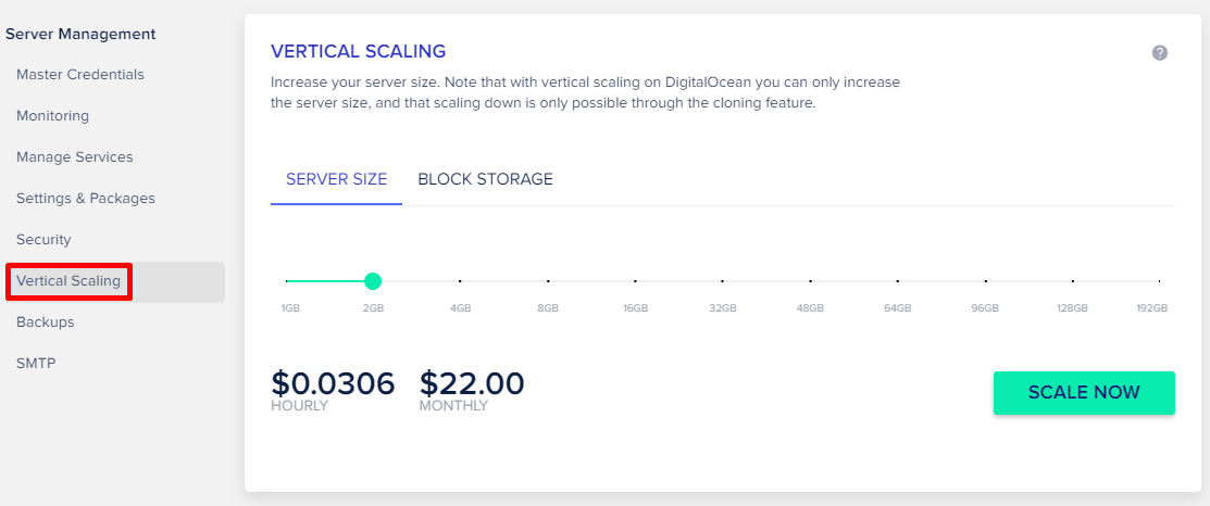 Cloudways Vertical Scaling