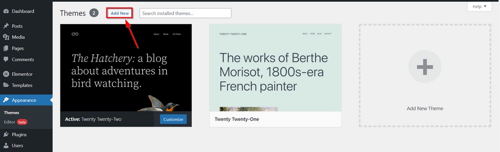 Add new theme in WordPress