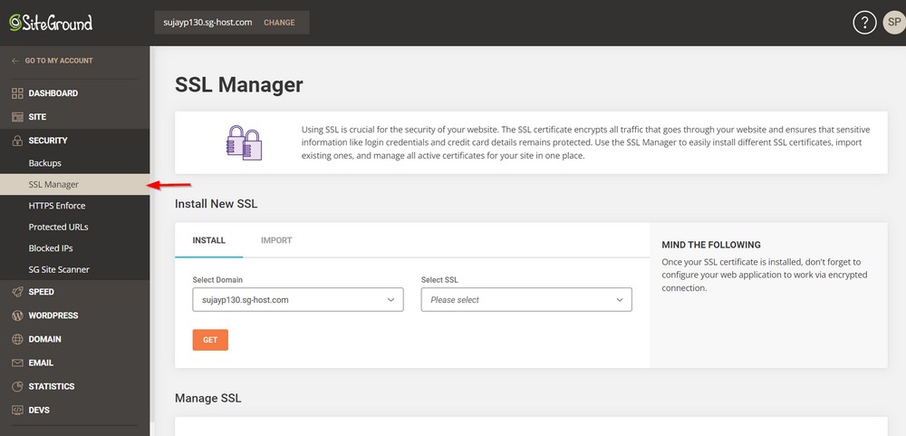 Installing SSL with SiteGround
