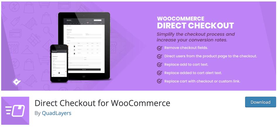 direct checkout for WooCommerce plugin