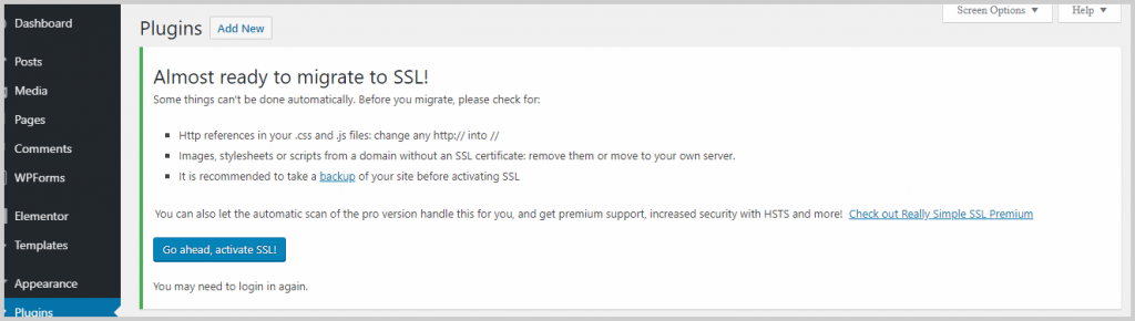 activate really simple ssl