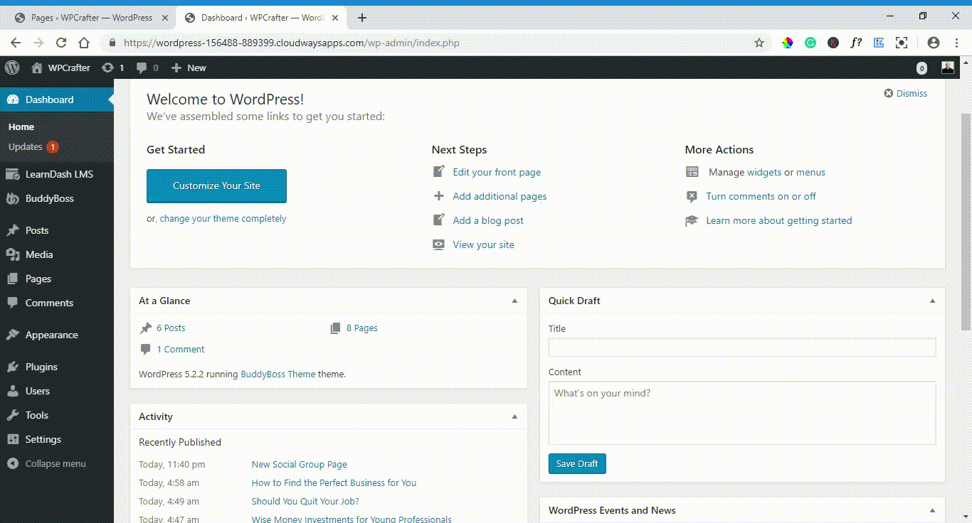 adding a new page to a component page