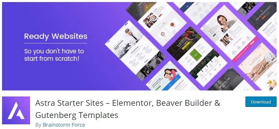 Astra starter sites WordPress plugin