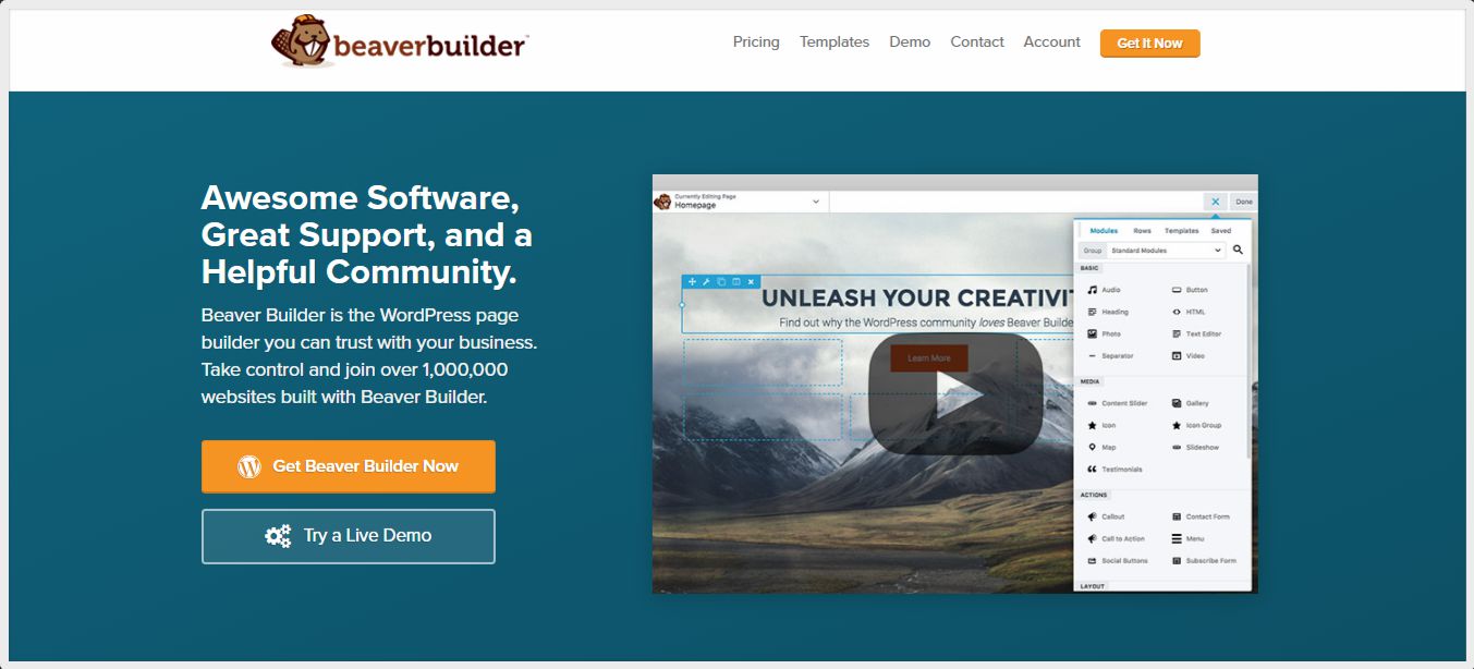 Beaver Builder homepage
