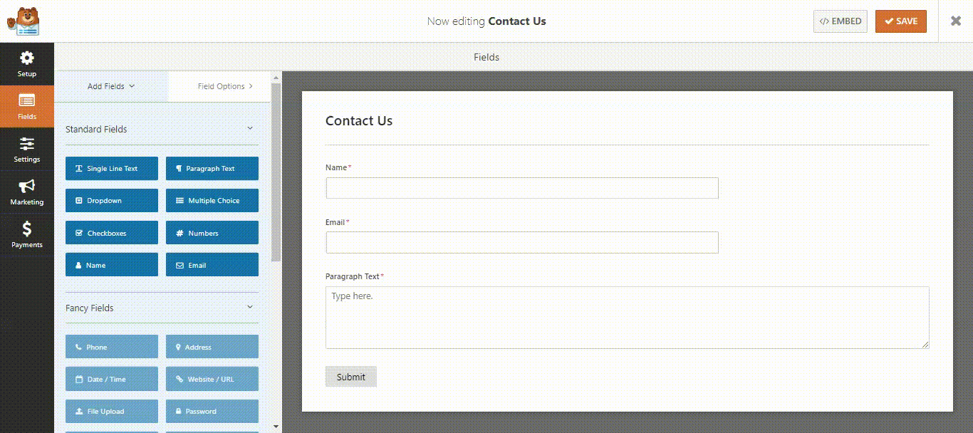 editing form fields