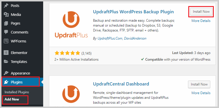 install updraftplus