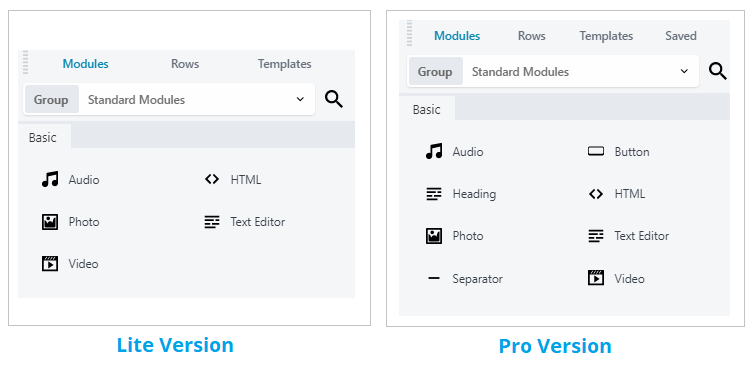 Lite vs. Pro modules