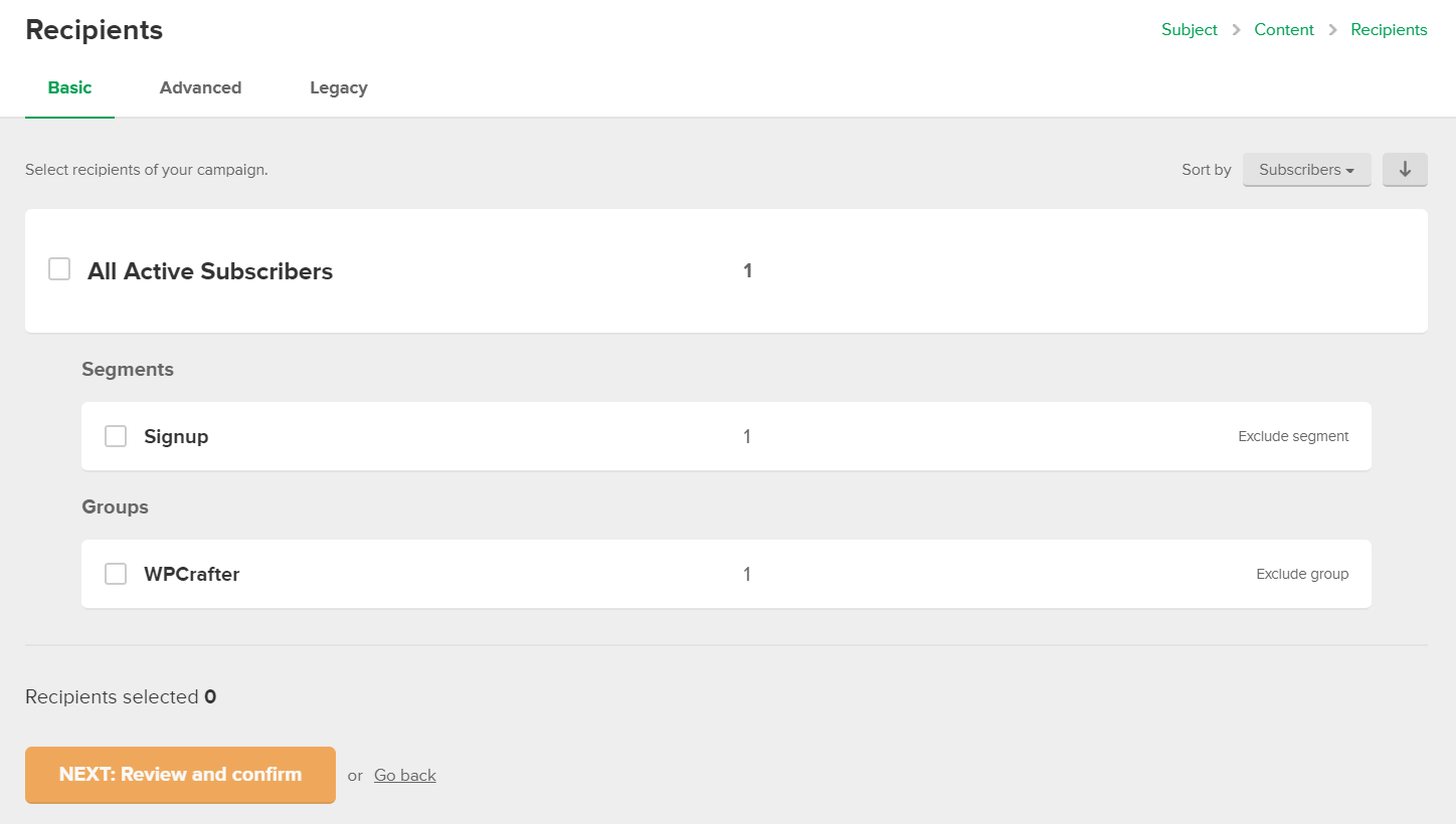 MailerLite Campaigns Recipients