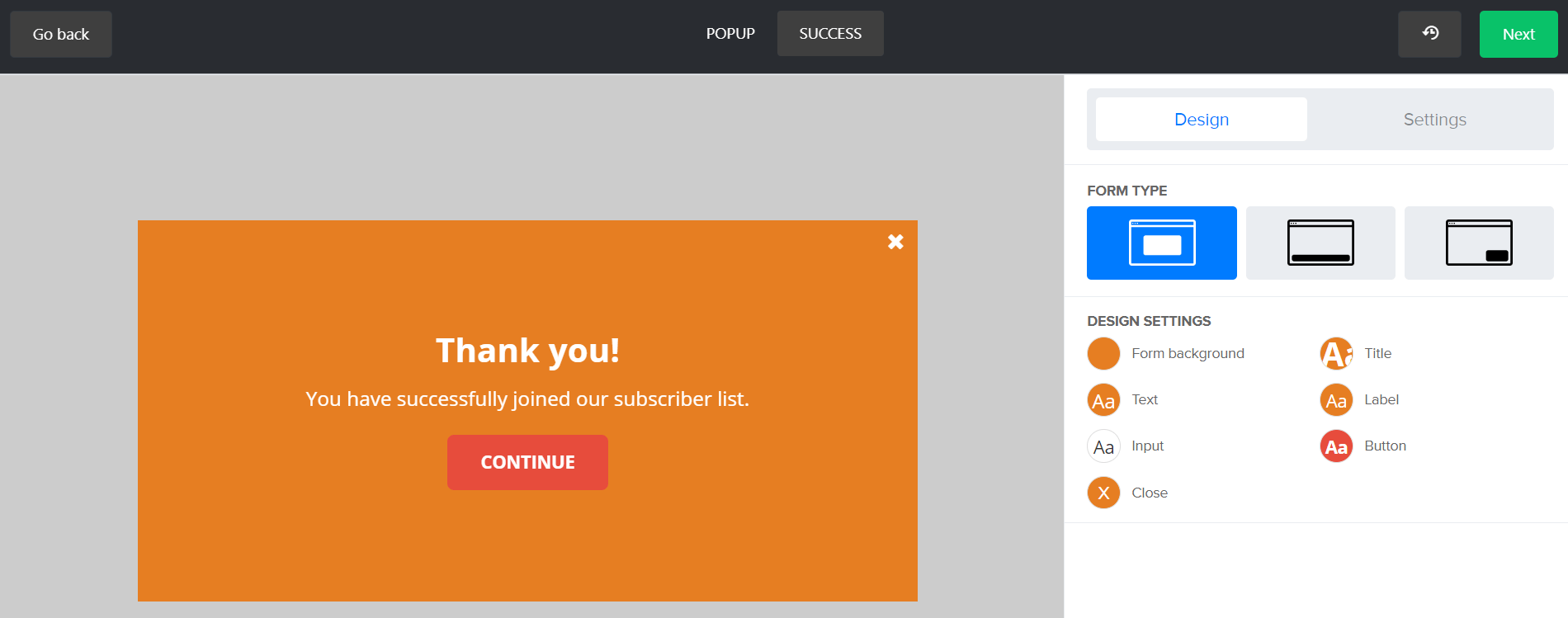MailerLite Forms Design Popup 2