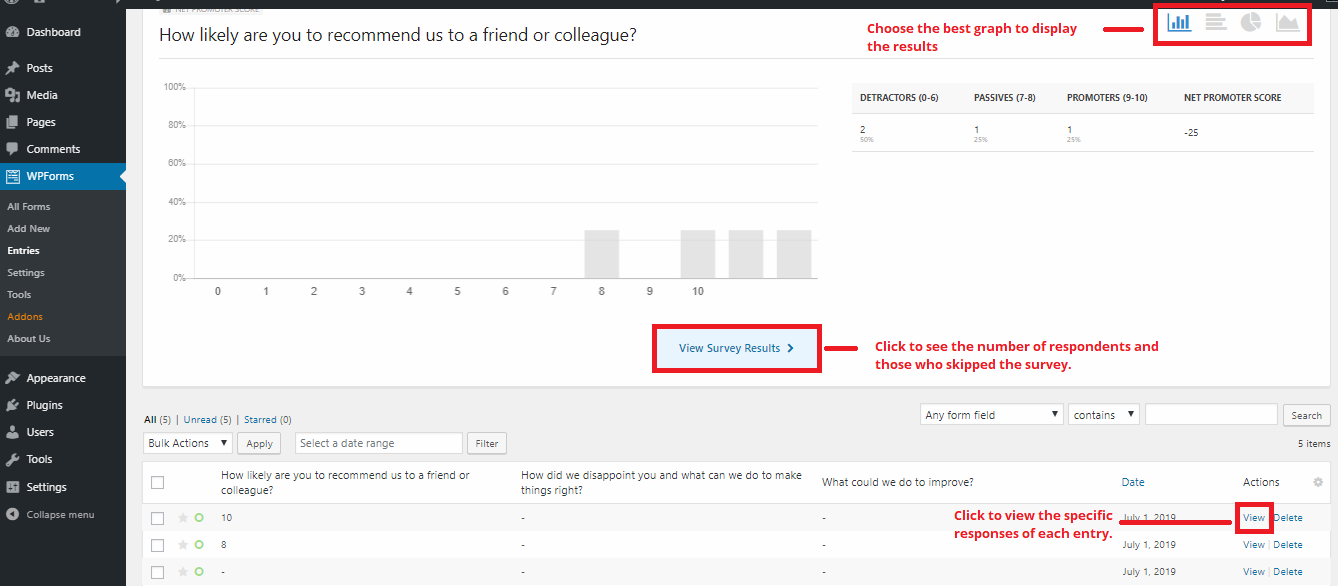 NPS survey enhanced form entry