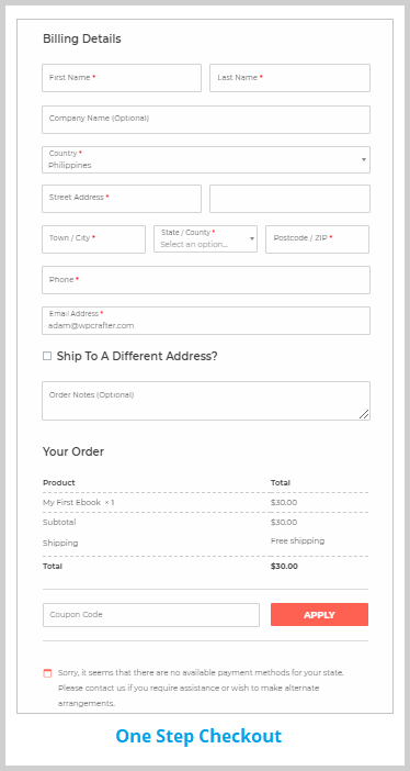 one step checkout