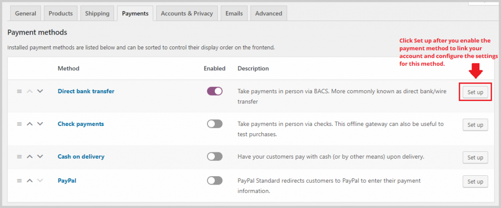 payment methods
