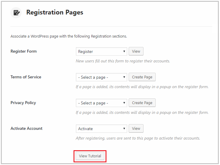 link to a tutorial on setting up registration pages