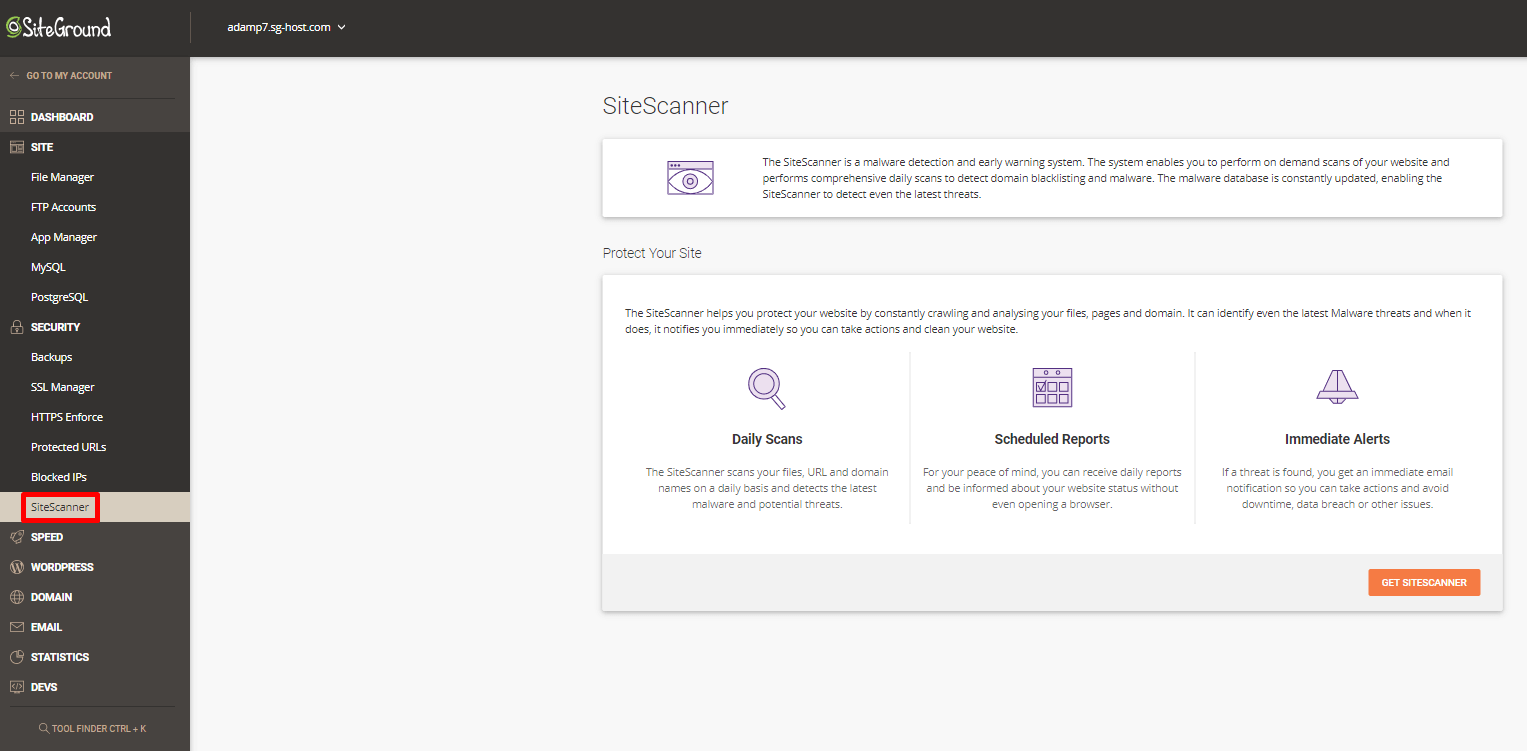 SiteGround SiteScanner