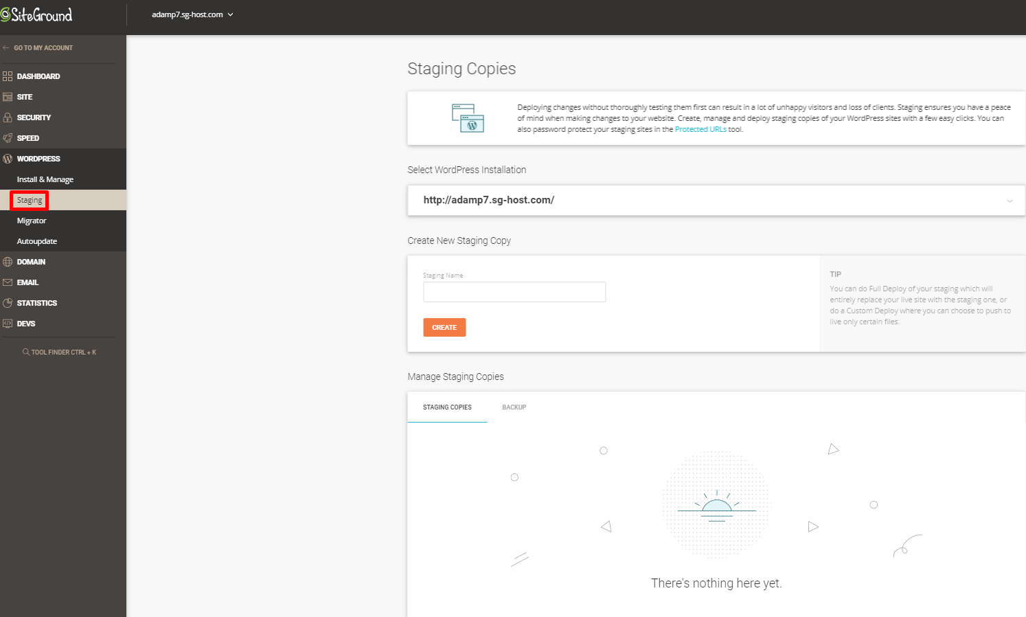 SiteGround Staging