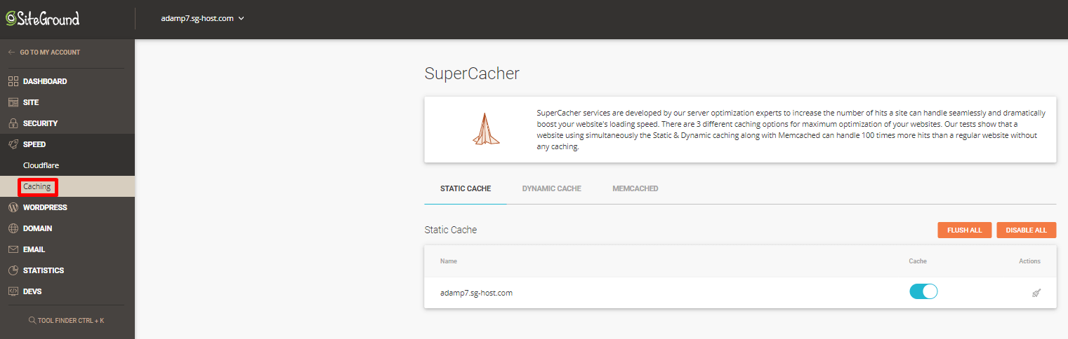 SiteGround SuperCacher