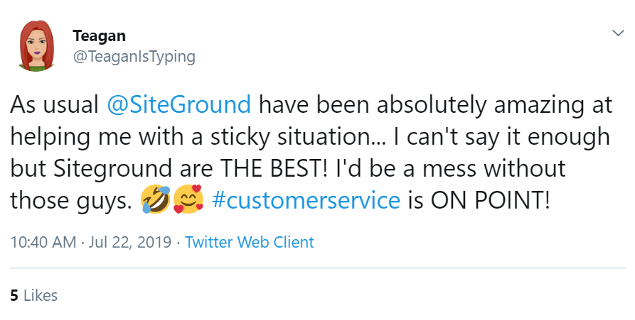 SiteGround Tweet Customer Support 1