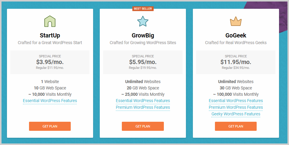 choose a siteground wordpress hosting plan