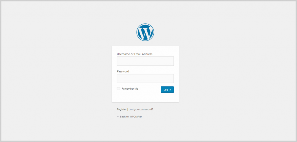 wordpress login page