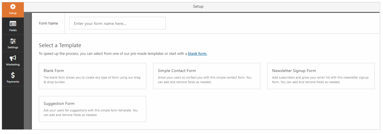 WPForms Lite pre-made form templates