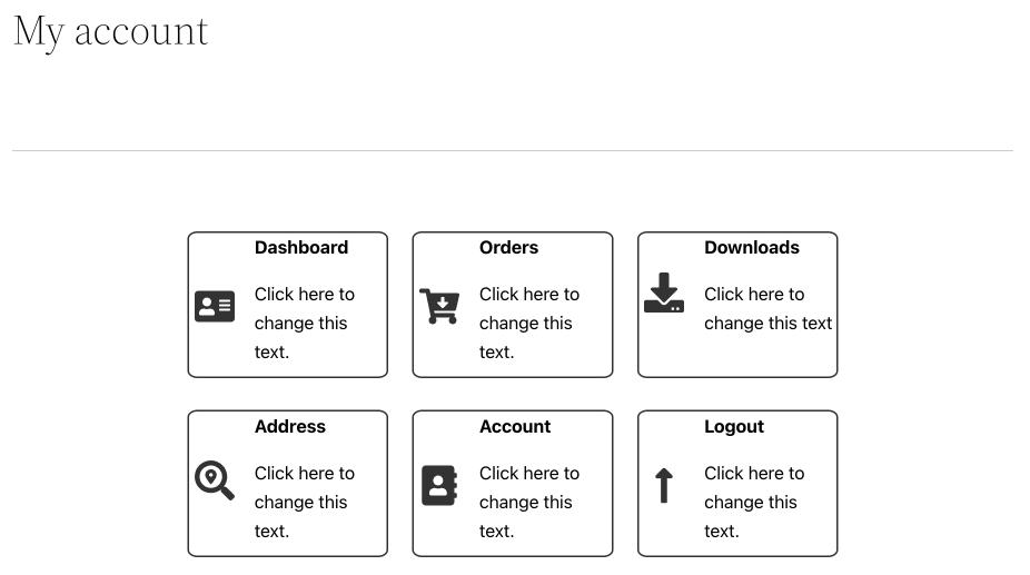 final customized WooCommerce my account page