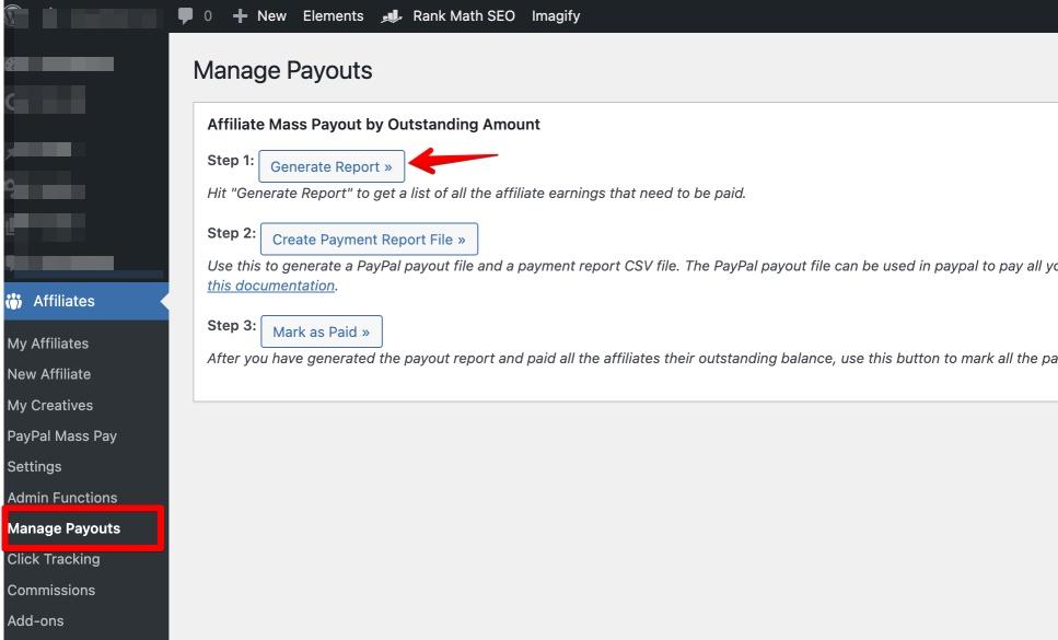 manage affiliate payouts in the affiliate manager plugin