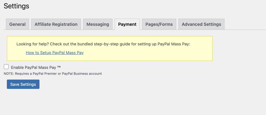 payout settings in affiliate manager wordpress plugin