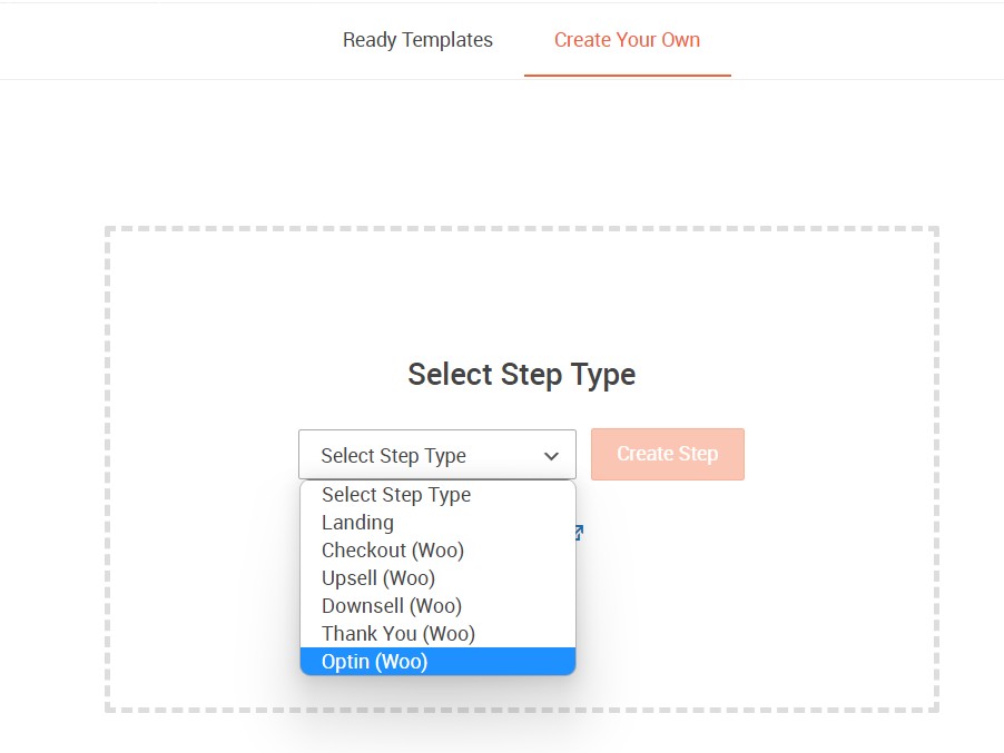 Create Your Own optin Woo step