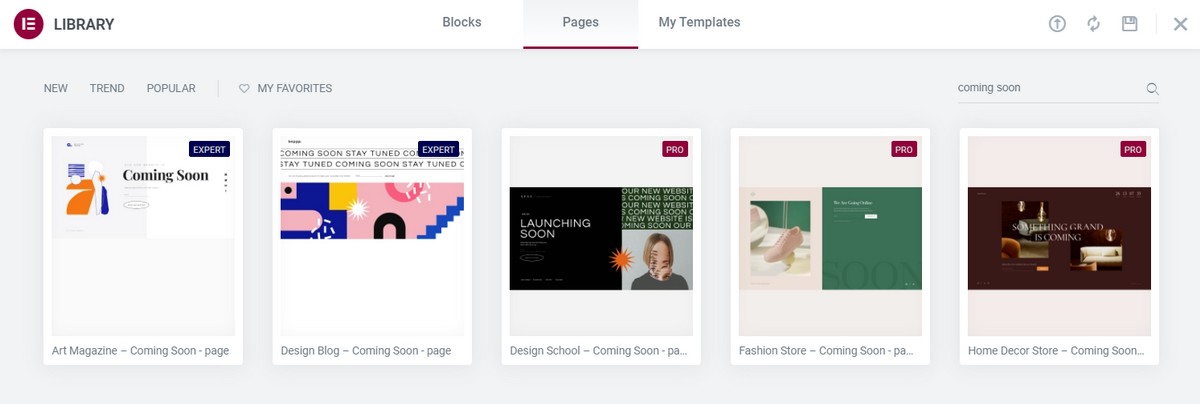 Elementor coming soon page templates