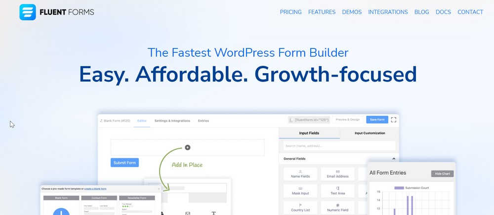 Fluent Forms homepage