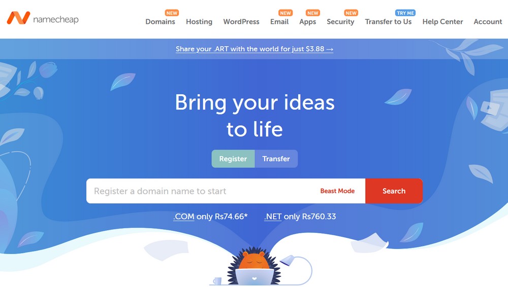 Namecheap homepage