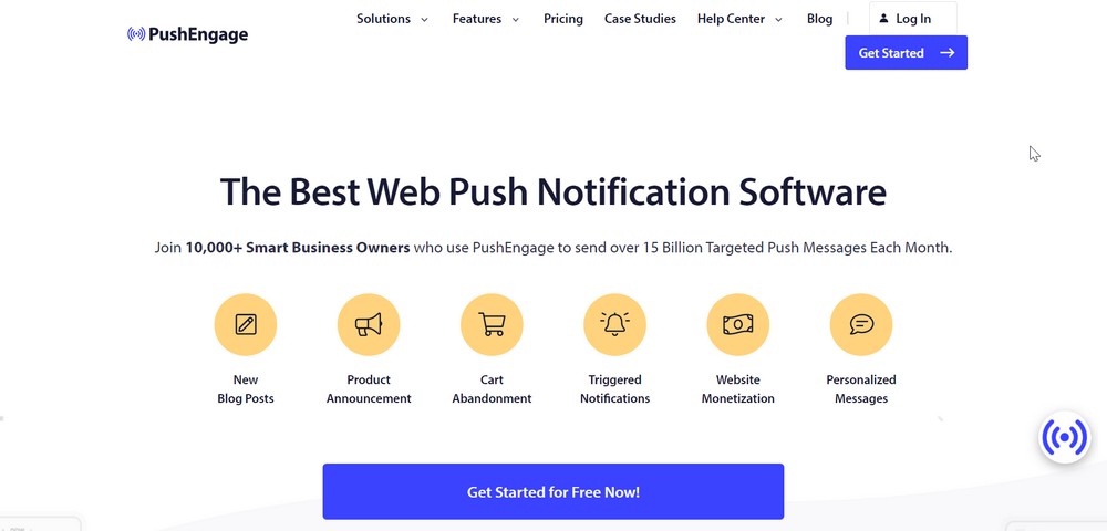 PushEngage homepage