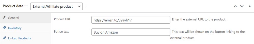 WooCommerce external and affiliate product setting