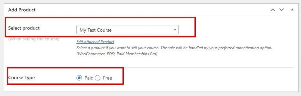 add WooCommerce product to course